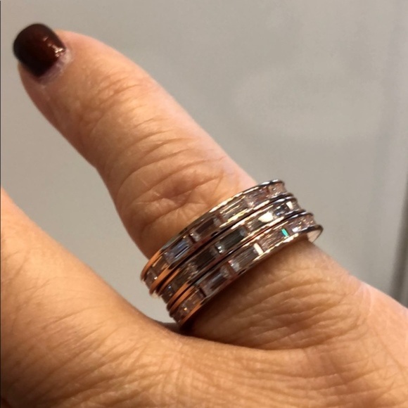 3 Channel Set Eternity Stackable CZ Ring Rose Gold - Picture 6 of 8